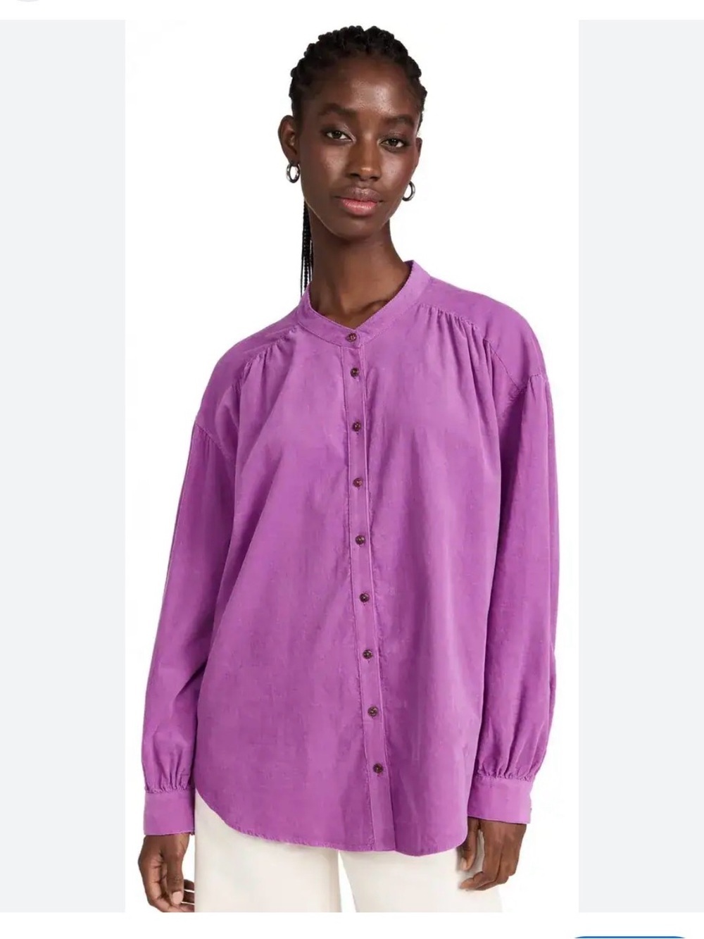 XIRENA Atlee Purple Corduroy Cotton Button Up Shirt Old Money L Euro Summer